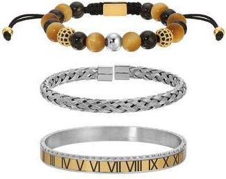 Eye Candy Los Angeles Mens Set of 3 Roman Bracelets in Silver at Nordstrom Rack