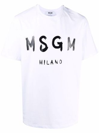 Msgm Brushed Logo Cotton T-Shirt