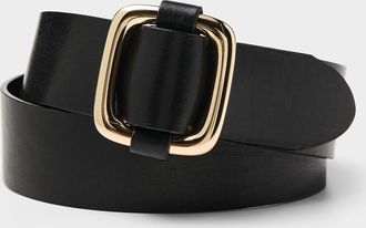 Simons Womens Golden square-buckle sliding leather belt