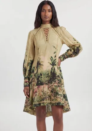Karen Millen Botanical Mini Dress in Green at Nordstrom, Size 10