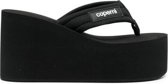 Coperni logo-patch wedge sandals - women - Rubber/Fabric/Polyurethane - 38 - Black
