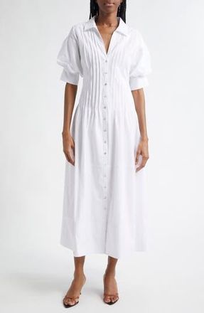 Cinq &agrave; Sept Monty Pleated Midi Dress in White at Nordstrom Rack, Size 0