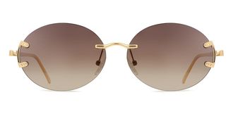 SmartBuy Collection Oval Rimless Metal Mens Prescription Sunglasses Gold Size 57 - SmartBuy Collection