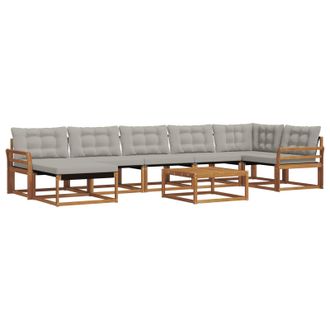 vidaXL Conjunto De Sof&aacute;s De Exterior 8 Pcs Gris Natural Y Claro Vidaxl
