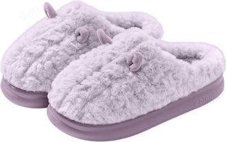 Generic Stomp Feeling Cotton Slippers Autumn And Winter Indoor Home Thick Bottom Warm Plush Slippers(Purple,5-5.5)