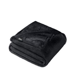 Bare Home Microplush Fleece Throw Blanket in Black at Nordstrom, Size Standard