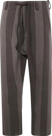 Uma Wang Grijsbruine Perch Broek - Heren - Slim Fit Broeken - Bruin - M - Wol - Broeken