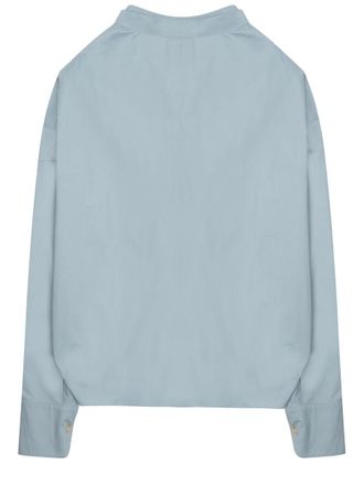 Alysi Bow-Collar Cotton Shirt - Azure