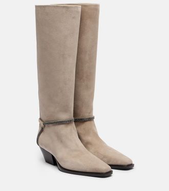 Brunello Cucinelli Monili suede knee-high boots
