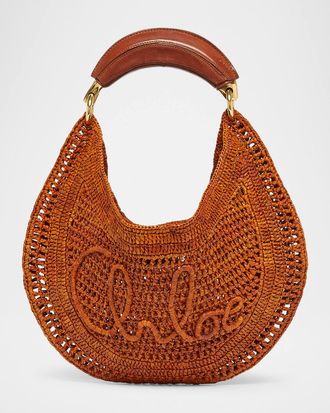 Chloé Summer Banana Top-Handle Bag in Crochet Fabric