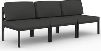 vidaXL Sof&aacute; De Jard&iacute;n De 3 Plazas Con Cojines Aluminio Gris Antracita Vidaxl