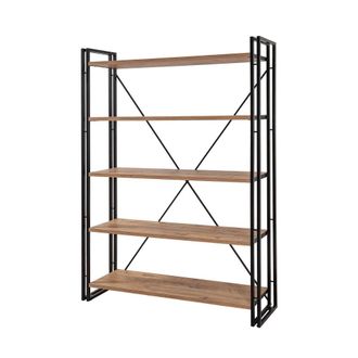 Dmora Estante para libros efecto madera roble, negro 130x35 cm