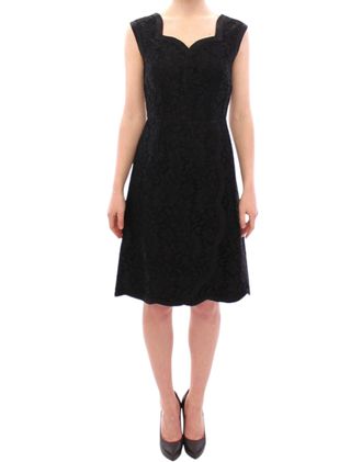 Dolce & Gabbana Womens Lace Aline Dress Sweetheart Neck - Black Silk - Size EU 40 (Womens)