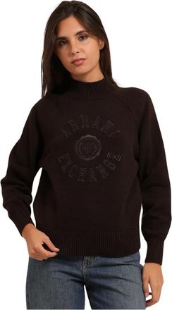 A|X Armani Exchange Klassieke Ronde Hals Trui - Dames - Coltruien - Bruin - M - Katoen - Truien & Vesten