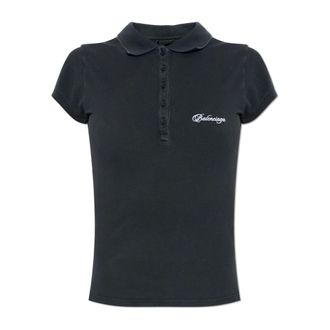 Balenciaga Polo Shirts, female, Black, Size: XS Cropped Polo T-Shirt