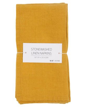 KAF Home Kaf Home Set Of 4 Stonewashed Linen Napkins