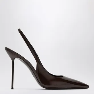 PARIS TEXAS Lidia slingback pumps in ebony patent leather