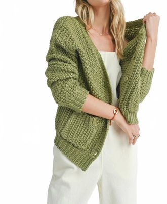 Sadie & Sage Eleanor Button Down Cardigan In Matcha