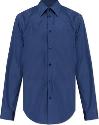 Burberry Overhemden, Heren, Blauw, L, Katoen, Logo Shirt