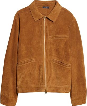 Drake's Raw Suede Zip Jacket in Snuff at Nordstrom, Size 40