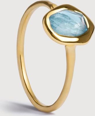 Monica Vinader Gold Odyssey Gemstone Ring Aquamarine