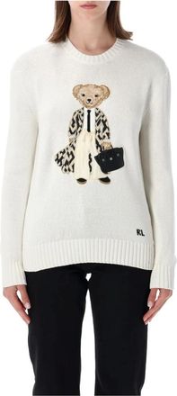 Ralph Lauren Round-neck Knitwear, female, White, Size: XS Sweater Bear