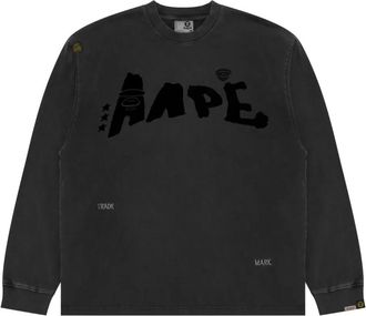 Aape By A Bathing Ape Felpa con stampa logo - Nero