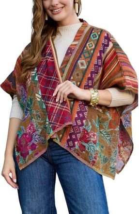 Saachi Floral Geometric Ruana in Yellow at Nordstrom Rack