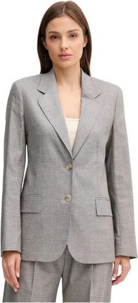 Joop Josie Geruite Blazer - Dames - Blazers - Grijs - S - Katoen - Jassen