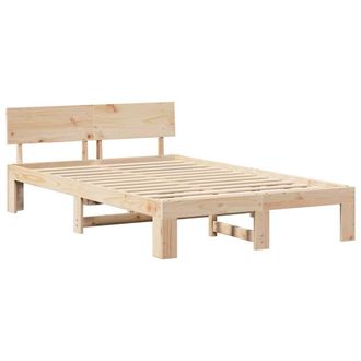 Berkfield Home Bed Frame with Headboard 140x190 cm Solid Pine Wood in Light Oak