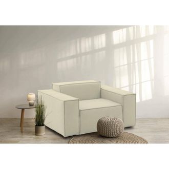 Dmora Dmora - Sill&oacute;n Dciurri, Sill&oacute;n, 100% Made In Italy, Sill&oacute;n Relax En Tela Tapizada, 140x95h70cm, Beige