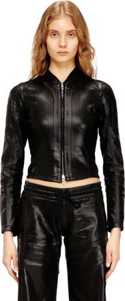 Diesel Cropped jacket in shiny coated Jogg Jeans - Tops - Woman - Black