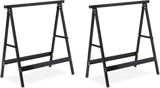 Relaxdays Pack 2 Caballetes Para Mesa Y Trabajos De Bricolaje Plegables, Acero, Negro, 75 Cm De Alto - Relaxdays