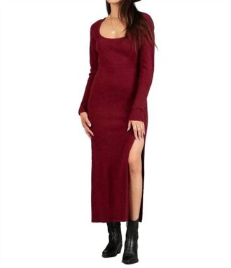 Lucca Couture Ivy Long Sleeve Sweater Dress In Merlot