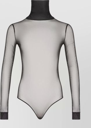 Maison Margiela transparent bodysuit with high neck and long sleeves
