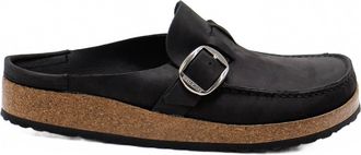 Birkenstock Womens Buckley Oiled Leather Slip-On Clog Shoes In Black