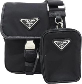 Prada Pre-owned Tessuto Saffiano schoudertas - Dames - Vintage Schoudertas - Zwart - ONE Size - Vintage