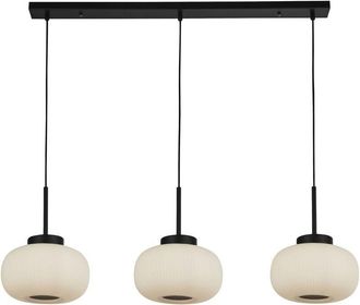 Searchlight Lampadario Contemporaneo Lumina Acciaio Bianco Vetro Nero 3 Luci E27