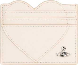 Vivienne Westwood White Heart Flap Metallic Emblem Polyester Wallet