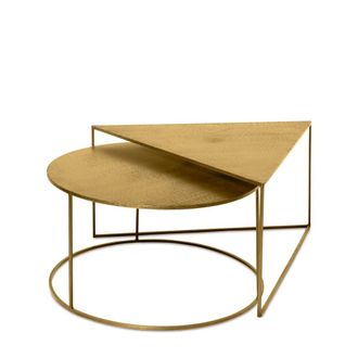 Koketto Home Juego 2 mesas centro redonda y triangular metalicas