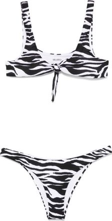 The Attico BlackWhite zebra-print bikini