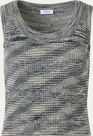 Akris Scoop-Neck Space Dye Merino Wool Rib Tank Top