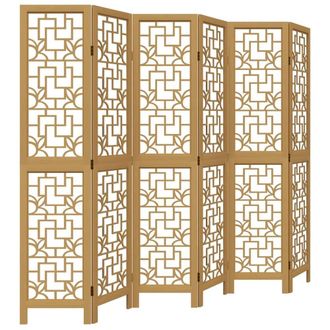 Berkfield Home Room Divider 6 Panels Brown Solid Wood Paulownia