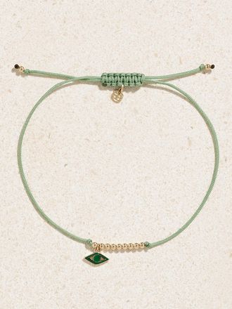 Sydney Evan Bracciale In Oro 14 Carati, Cordoncino E Smalto Evil Eye