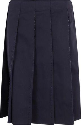 Toteme Beaded Pleat Skirt - Dames - Midirokken - Zwart - XS - Katoen - Rokken