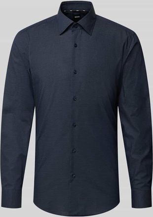 HUGO BOSS Slim Fit Businesshemd aus Baumwoll-Mix Modell HANK in Marine, Größe 38