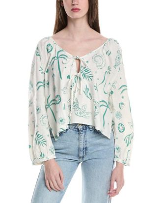 Electric & Rose Meridian Tie Linen-Blend Top