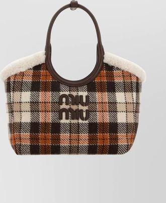 Miu Miu plaid shoulder bag shearling trim
