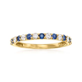 Ross-Simons Sapphire and. Diamond Ring in 14kt Yellow Gold