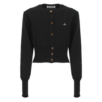 Vivienne Westwood Cardigans, female, Black, Size: M Black Cotton Cashmere Cardigan Sweater